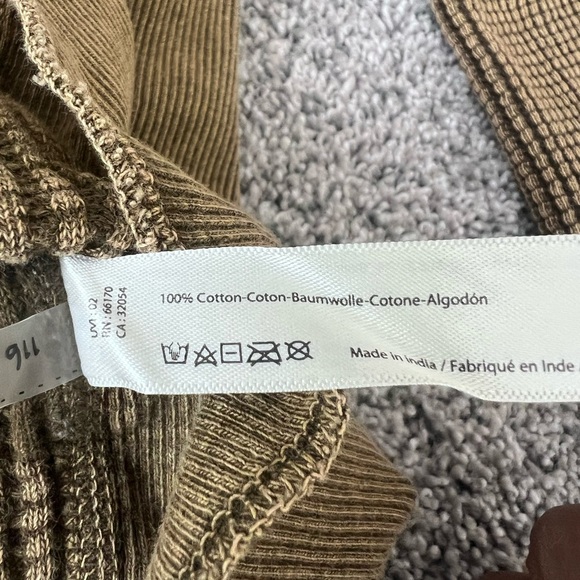 Free People FP One Waffle Knot Top Sweater Olive Green Brown Women’s Size S/P - Picture 5 of 9